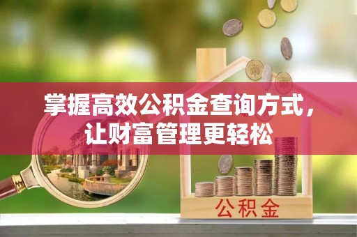 玛曲掌握高效公积金查询方式，让财富管理更轻松