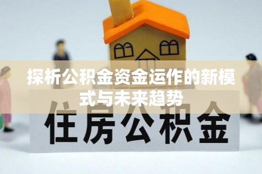 玛曲探析公积金资金运作的新模式与未来趋势